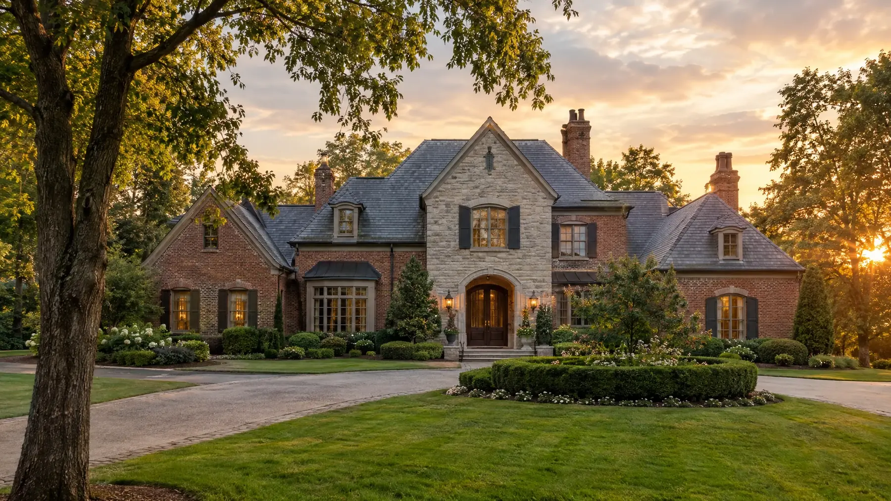 Large brick and stone estate home in Brentwood, Tennessee