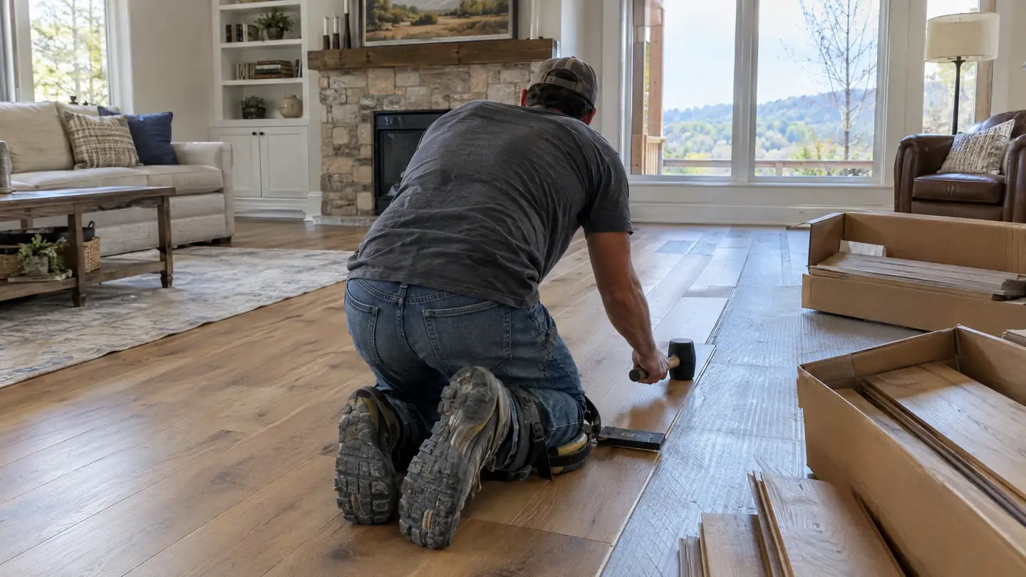 Flooring work in progress on a Middle Tennessee home