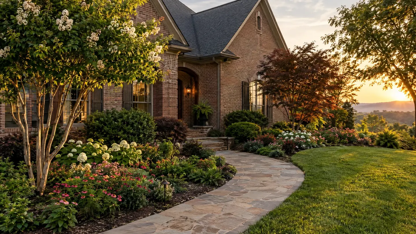 Landscaping work in progress on a Middle Tennessee home