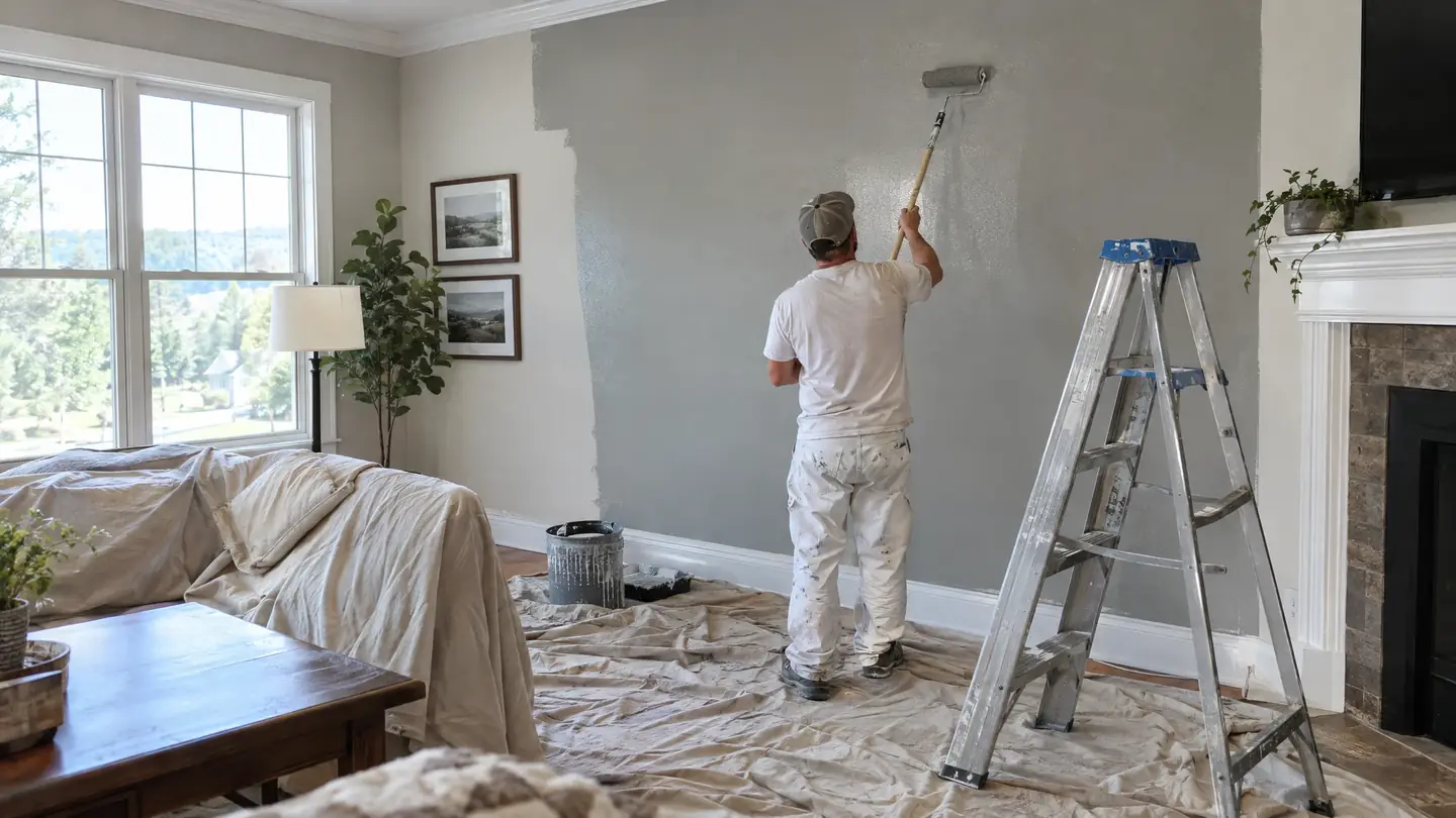 Painting work in progress on a Middle Tennessee home