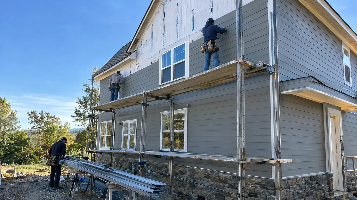 Siding work in progress on a Middle Tennessee home
